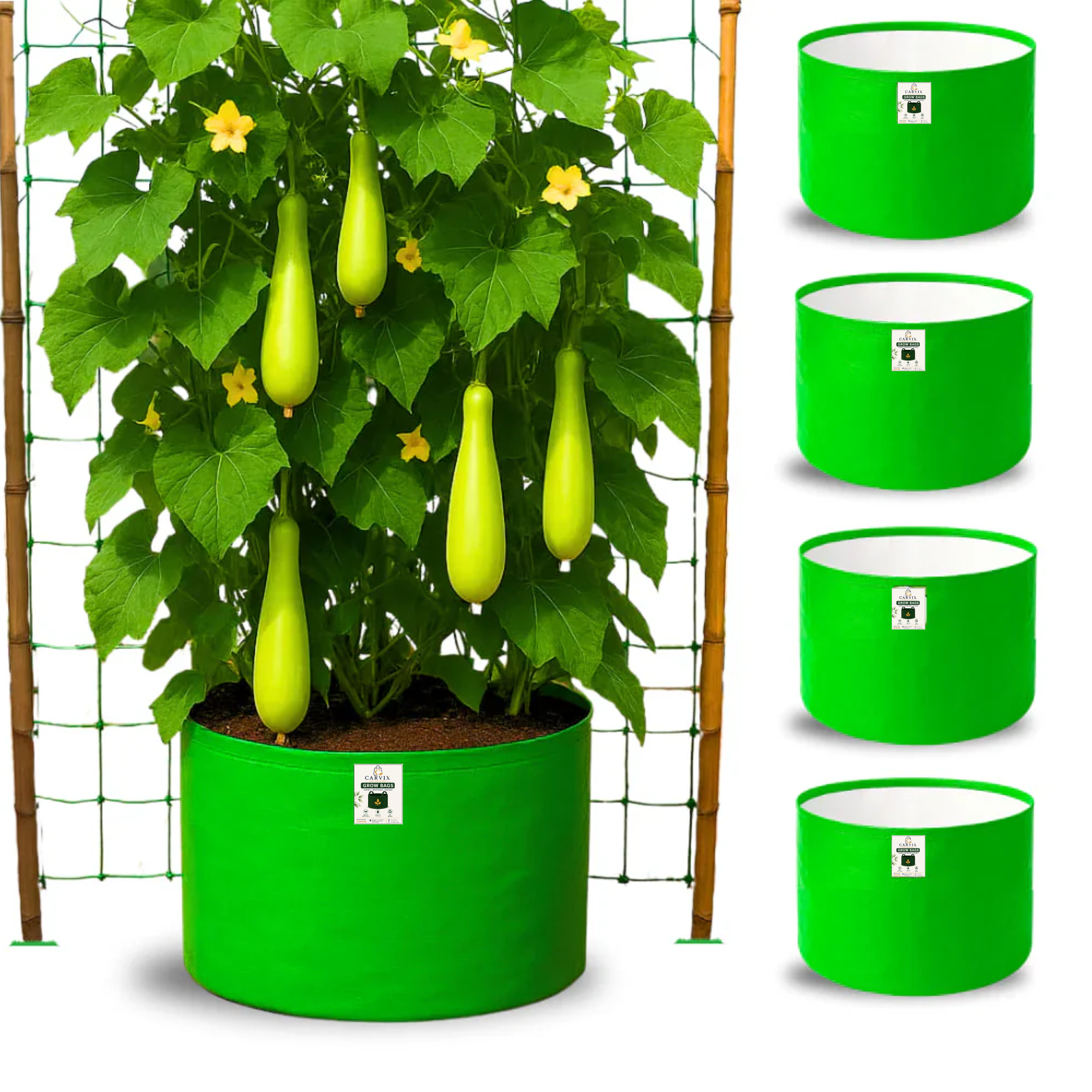 12x18 Grow Bag for Vegetables Garden, Premium HDPE 260 GSM, Green Plant Bags for Terrace Garden