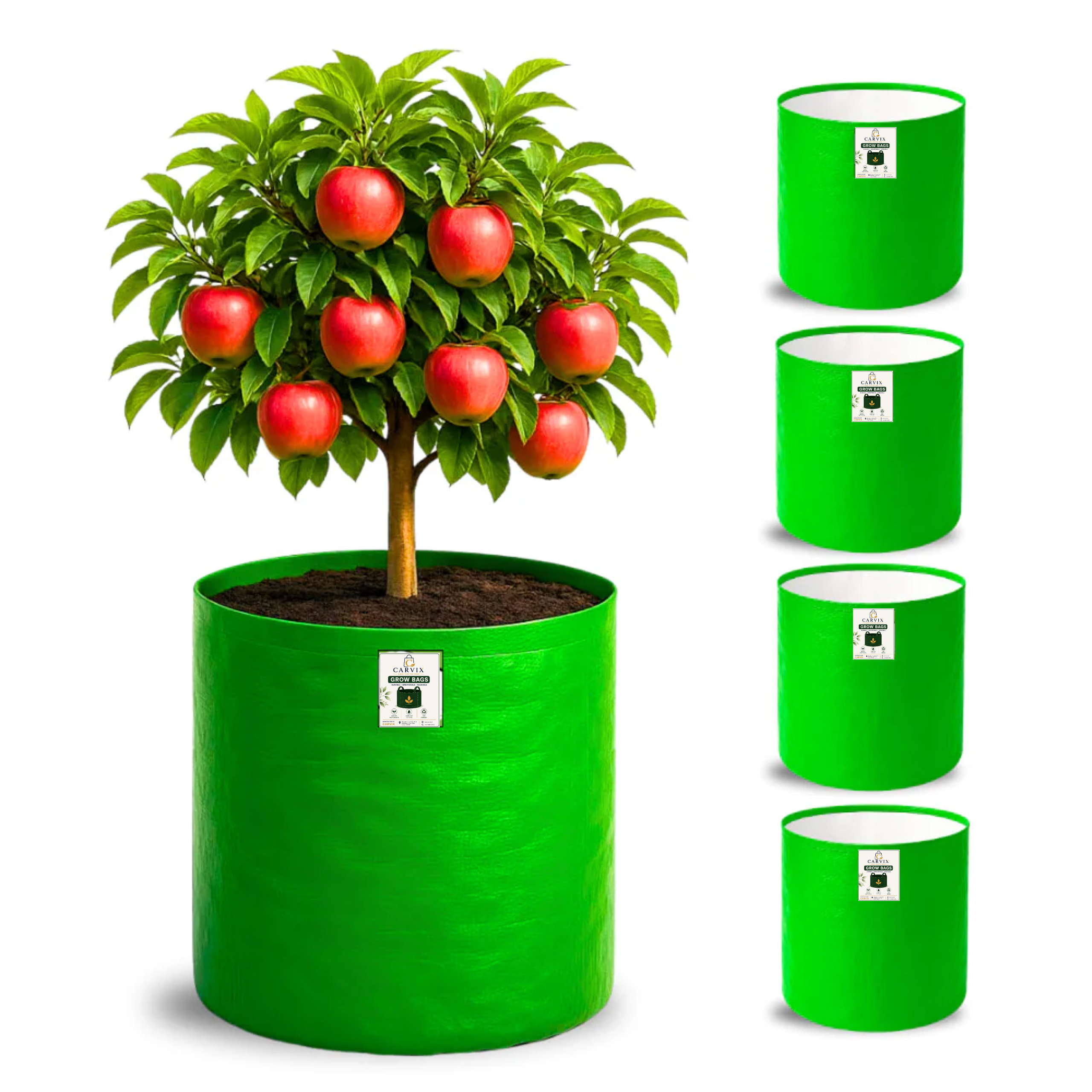 Carvix 18X24 Tree Grow Bag for Home Gardening, Premium HDPE 260 GSM Green Big Plant Bags