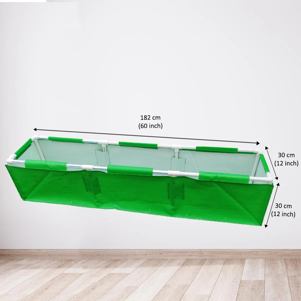 Carvix HDPE 60x12x12 Rectangle Grow Bag With Supporting Pvc Pipes Extra Thick Premium Quality Grow Bags