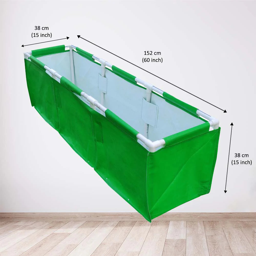 Carvix HDPE 60x15x15 Rectangle Grow Bag With Supporting Pvc Pipes Extra Thick Premium Quality Grow Bags