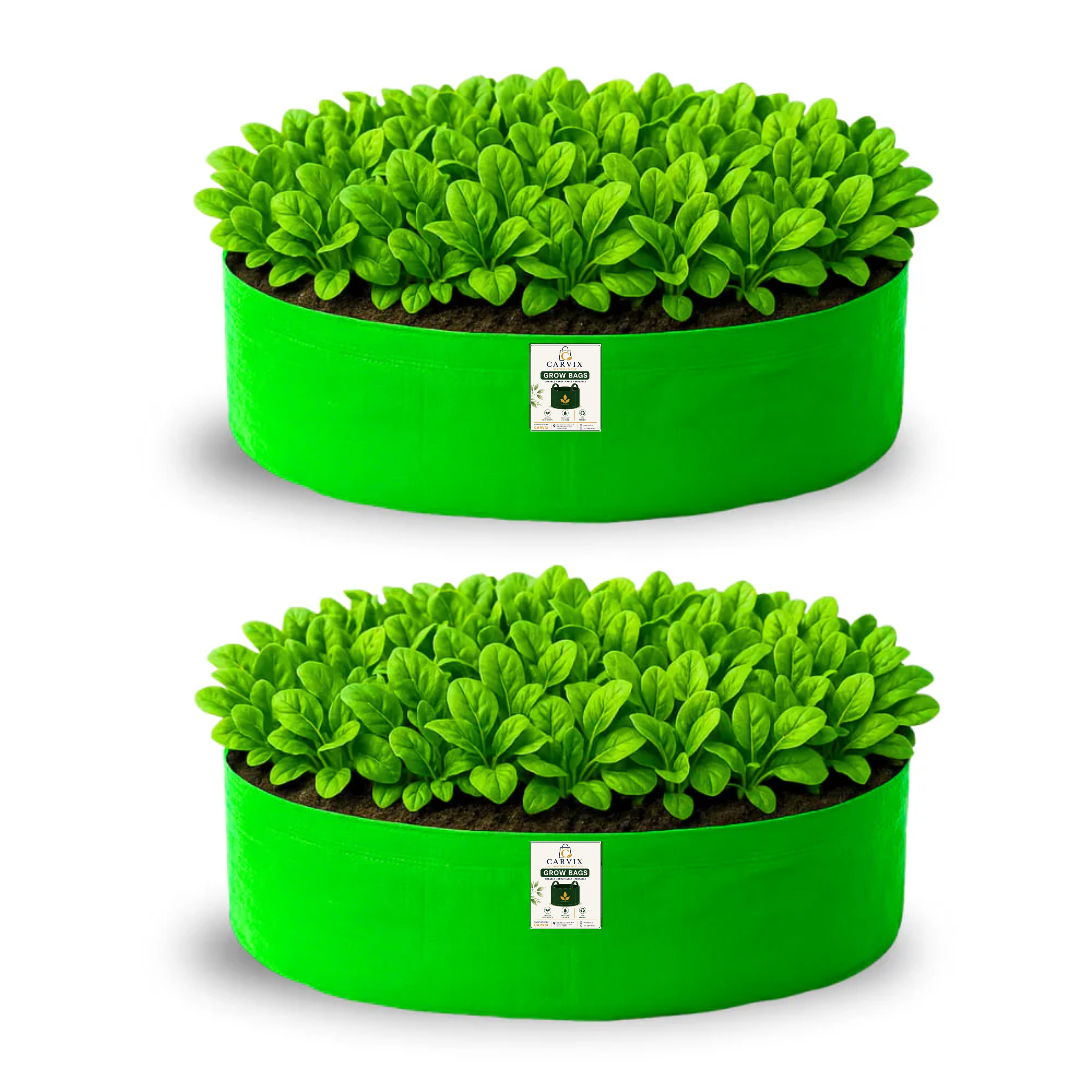 Carvix 24x6 Grow Bag for Leafy Vegetables, Premium HDPE 260 GSM, Green Plant Bags for Terrace Garden