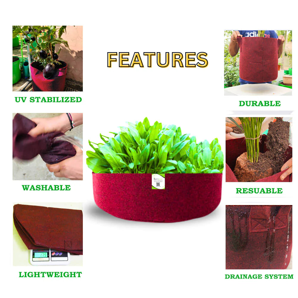 Carvix Geo Fabric 24x9 Grow Bag For Terrace Gardening Suitable For Leafy Vegetable and Flower Plants