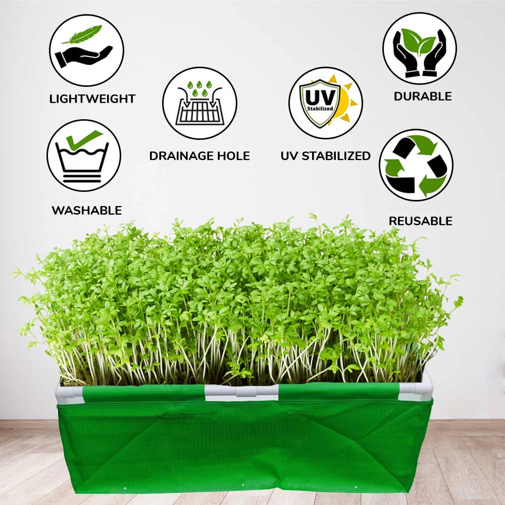 HDPE 36x24x12 Rectangle Grow Bag With Supporting Pvc Pipes Extra Thick Premium Quality Grow Bags