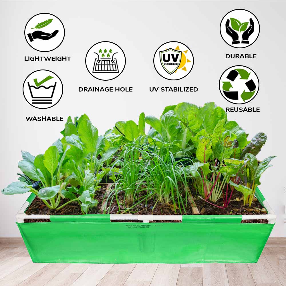 HDPE 48x24x12 Rectangle Grow Bag With Supporting Pvc Pipes Extra Thick Premium Quality Grow Bags