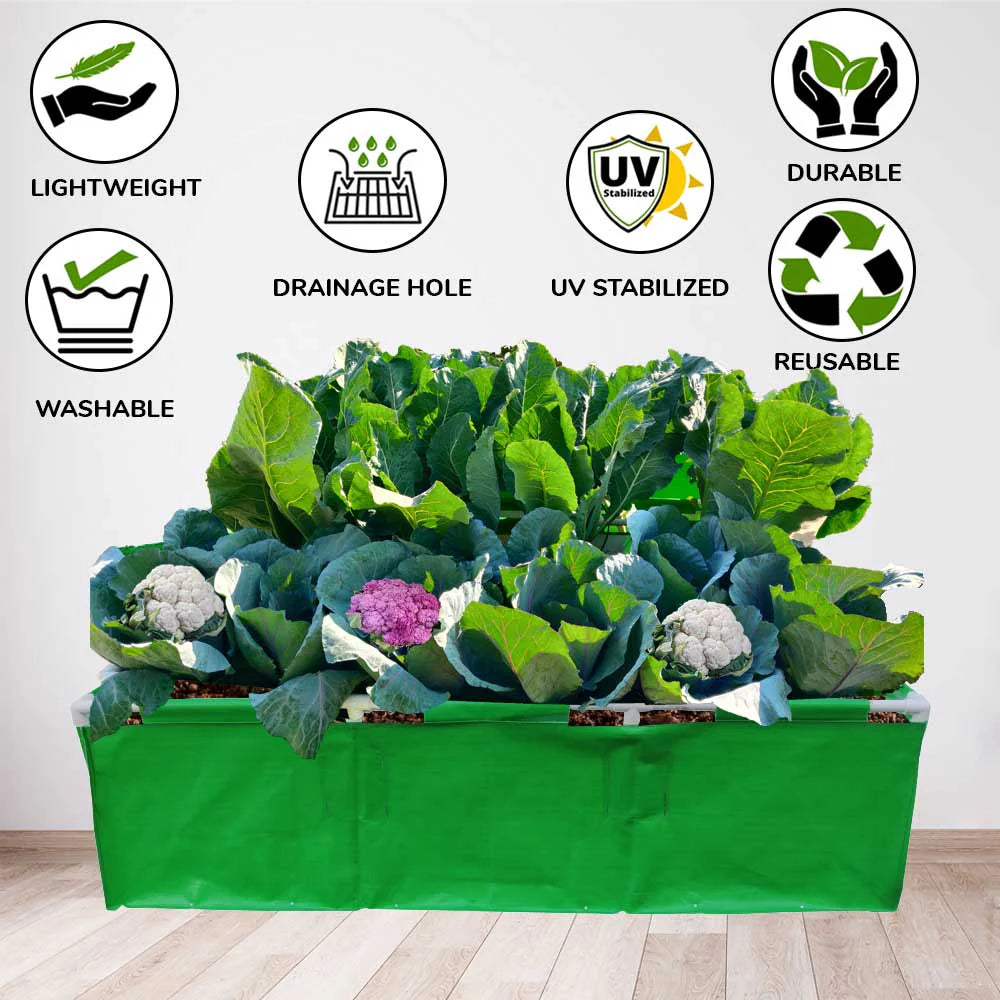 Carvix HDPE 60x24x18 Rectangle Grow Bag With Supporting Pvc Pipes Extra Thick Premium Quality Grow Bags