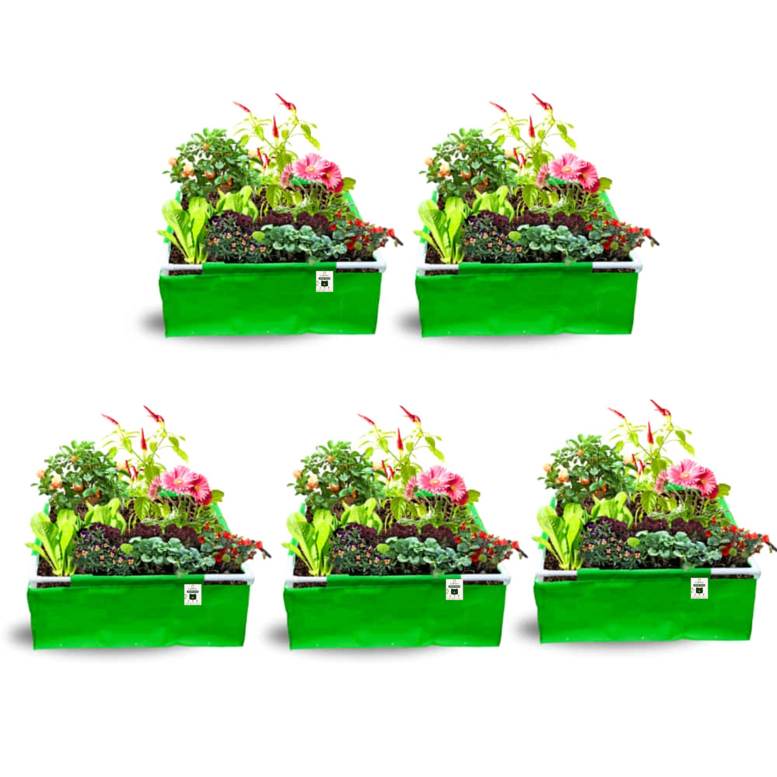 Carvix 36x36x12 Rectangle Grow Bag With Supporting Pvc Pipes Extra Thick Premium HDPE Green Grow Bags