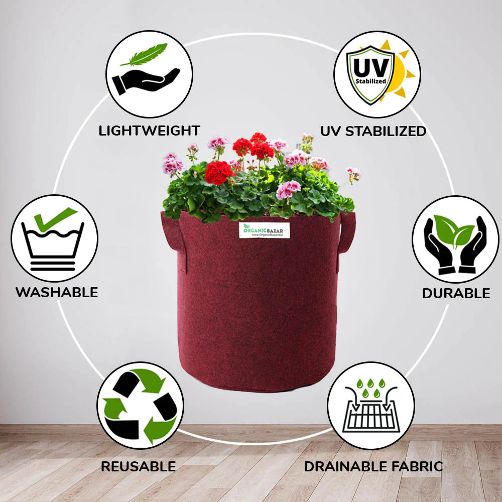Carvix Premium 15x18 Geo Fabric Grow Bags For Terrace Gardening
