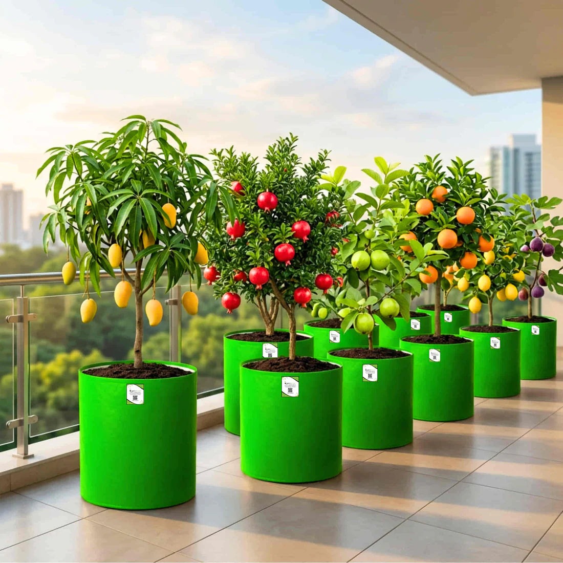 Carvix 24X36 Very Large Grow Bag for Fruit Tree, Premium HDPE 260 GSM Green Big Planter for Terrace Garden
