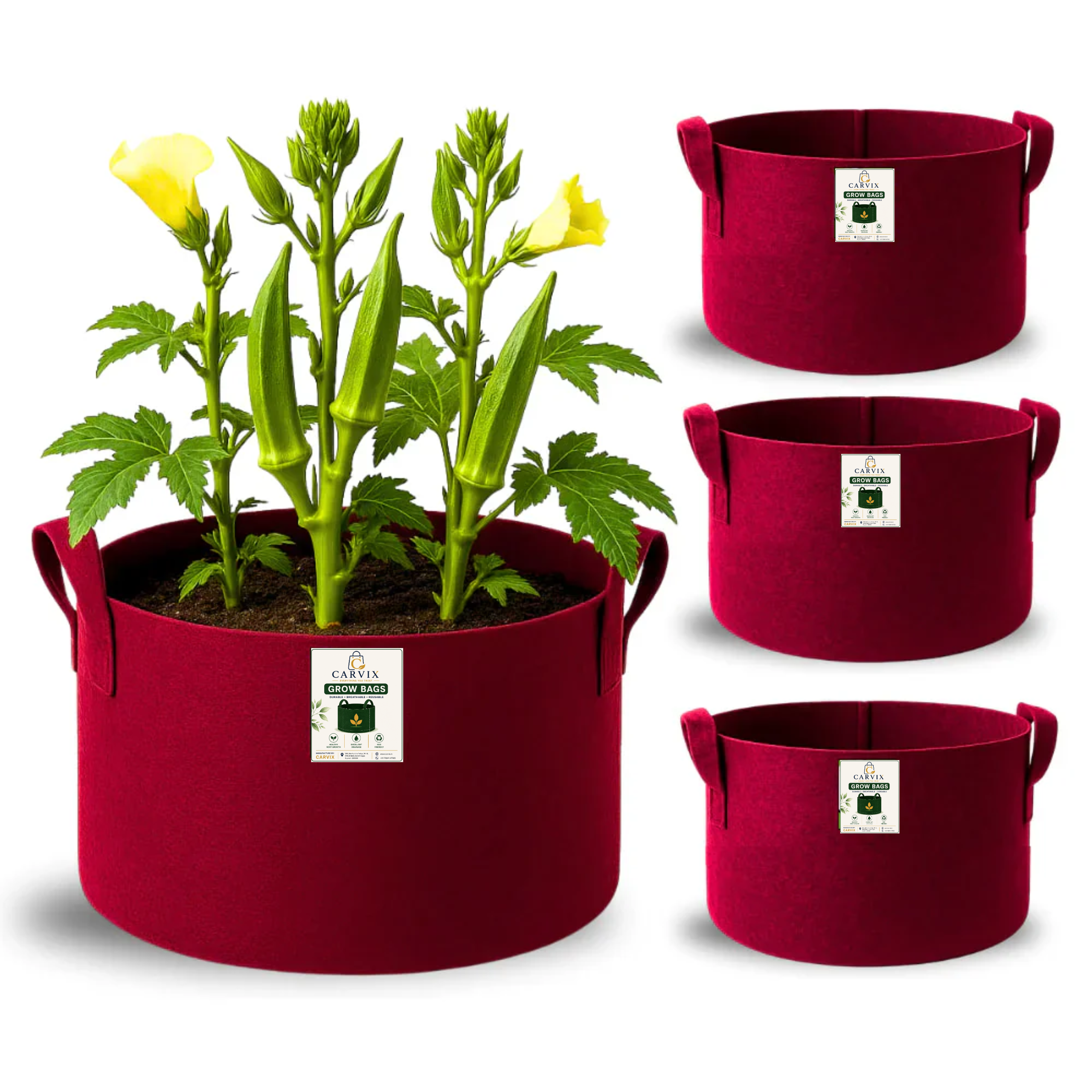 Carvix 15X12 Geo Fabric Grow Bags for Terrace Garden