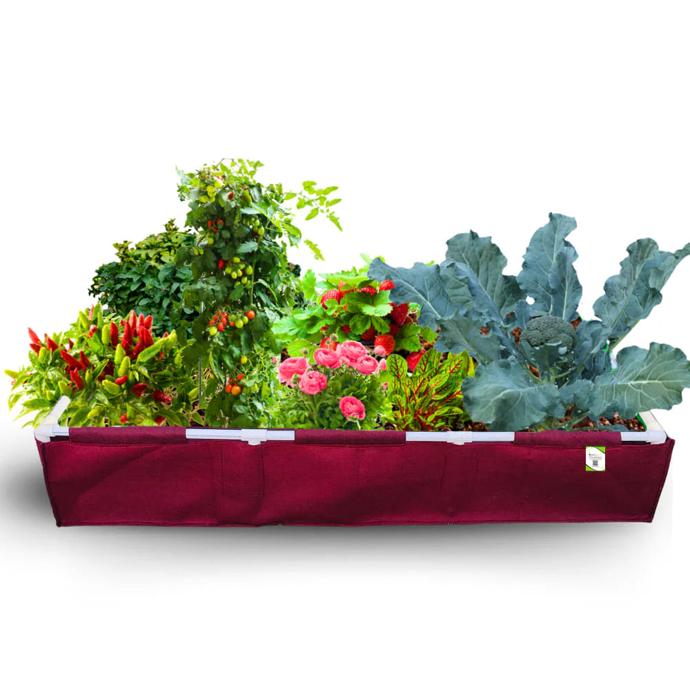 Carvix 60x15x15 Geo Fabric Rectangular Grow Bag With Supporting PVC Pipes for Terrace Garden, Premium Geo Fabric 450 GSM Raised Bed Planter