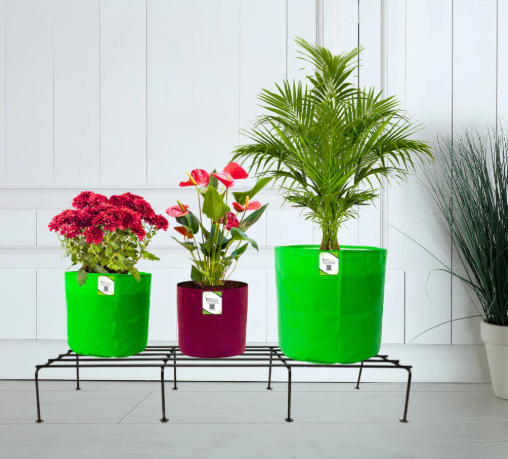Carvix Metal Plant Stand for Pots | Rust-Resistant Heavy-Duty Rectangular Flower Pot Stand for Garden Decor, Balcony & Indoor Use (Black)