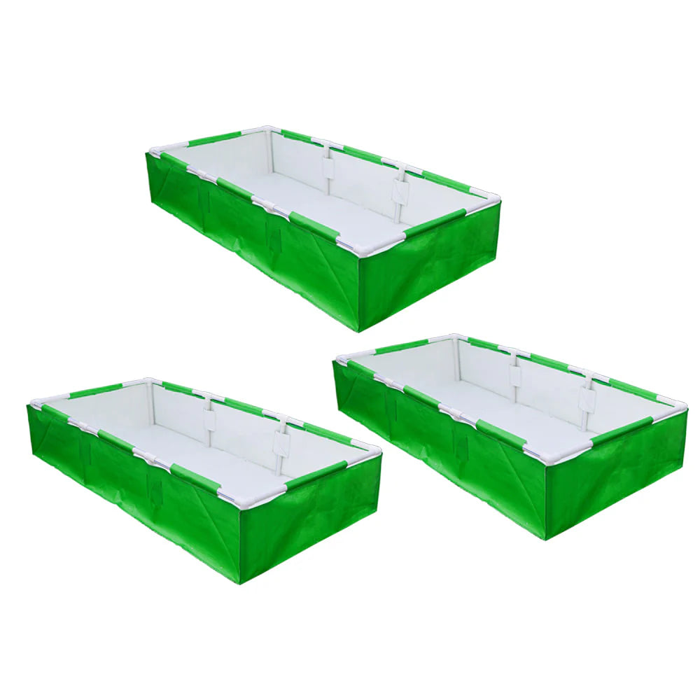 72x36x12 Rectangular Grow Bag With Supporting Pvc Pipes Frame, Premium HDPE Green Raised Bed