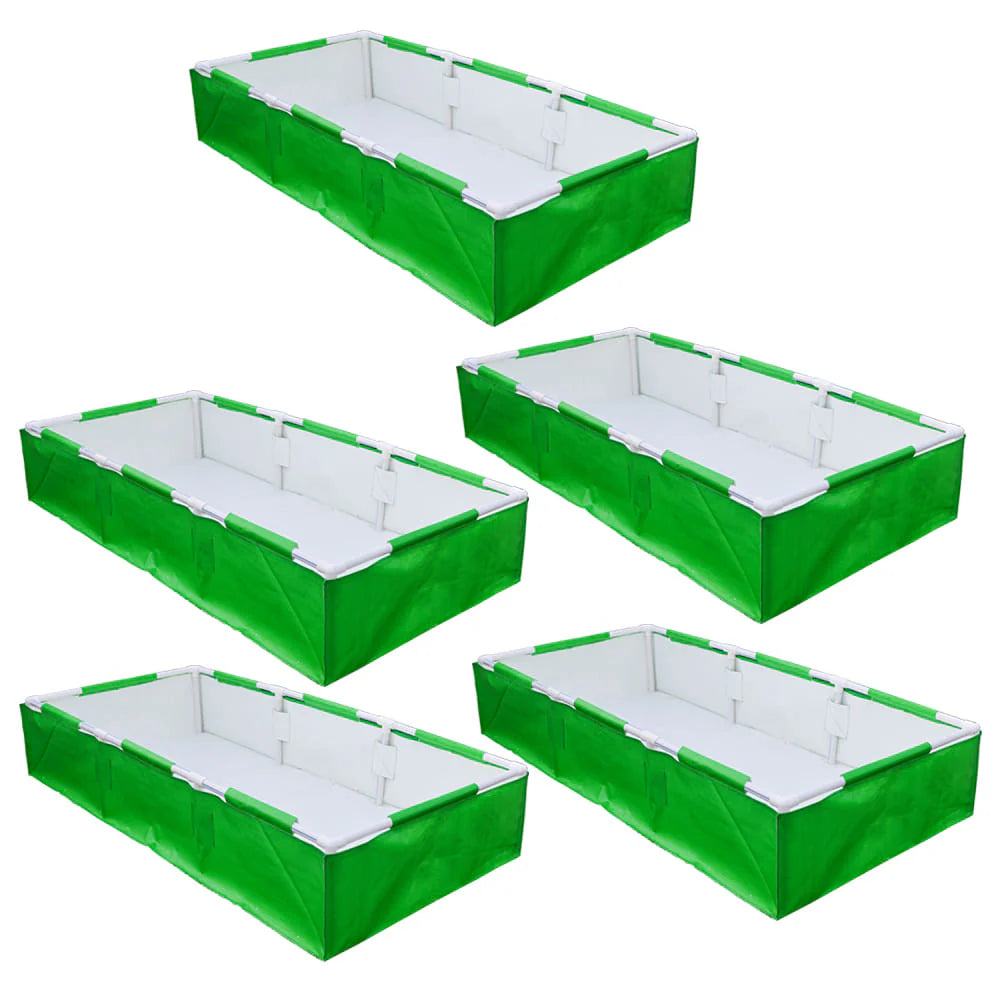 72x36x12 Rectangular Grow Bag With Supporting Pvc Pipes Frame, Premium HDPE Green Raised Bed