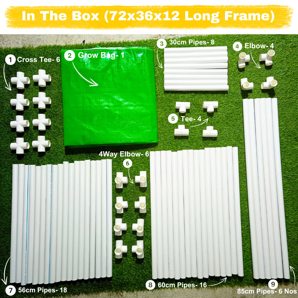 Carvix 72x36x12 Rectangular Grow Bag with Long Frame for Creeper Plants for Terrace Garden