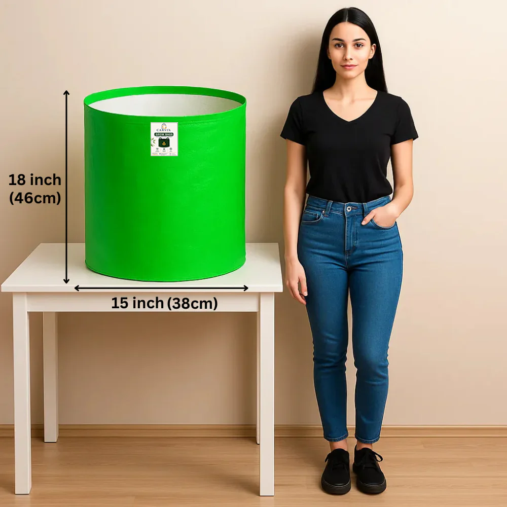15x18 Big Grow Bag for Terrace Garden, Premium HDPE 260 GSM Green Plant Bags