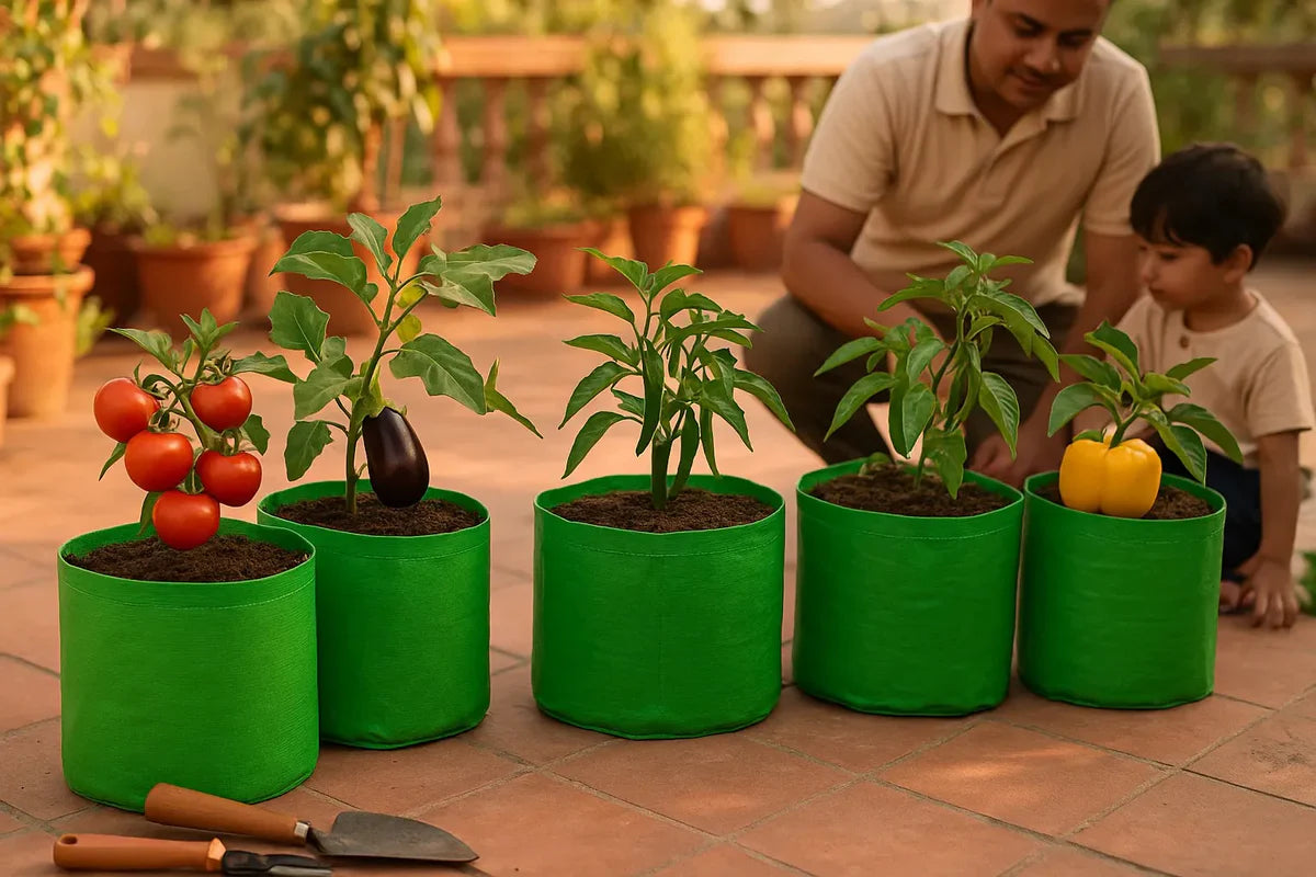 Carvix 15x15 Grow Bag for Vegetable Gardening, Premium HDPE 260 GSM, Green Plant Bags for Terrace Garden