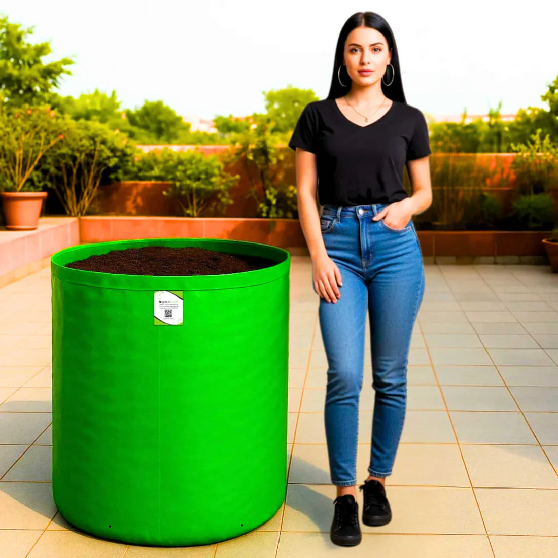Carvix 24X36 Very Large Grow Bag for Fruit Tree, Premium HDPE 260 GSM Green Big Planter for Terrace Garden