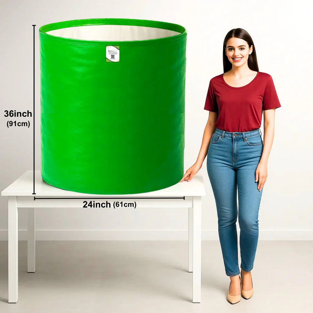 Carvix 24X36 Very Large Grow Bag for Fruit Tree, Premium HDPE 260 GSM Green Big Planter for Terrace Garden
